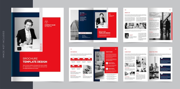 08 pages red business brochure template