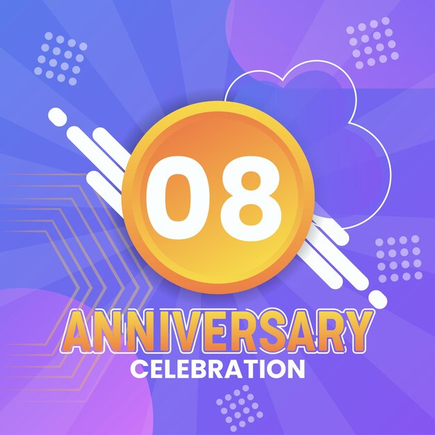 08th anniversary background with abstract elements vector design