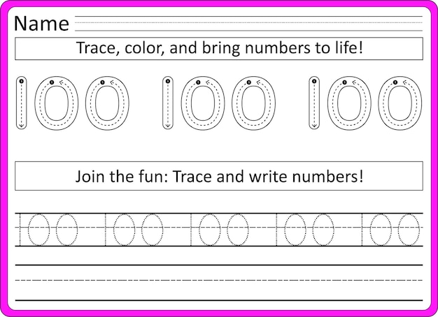 Vector 1 100 worksheets for kids