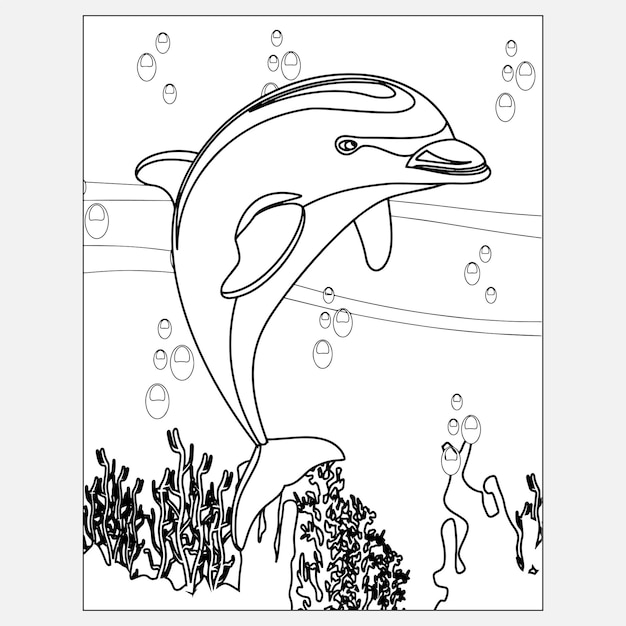 1 Afdrukbare kleurplaten voor dolfijnen in de oceaan voor kinderen