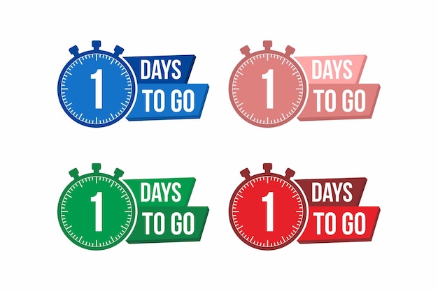 Vector 1 day to go countdown timer clock icon time icon count time sale vector stock illustration