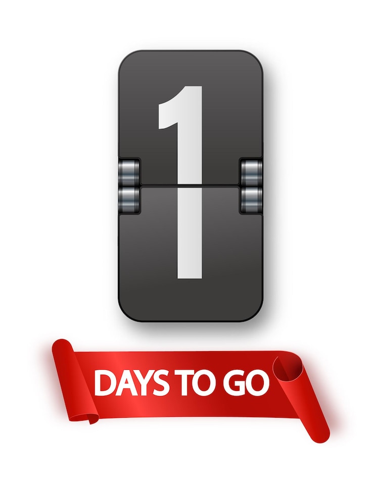 Vector 1 days to go icon set countdown of days remaining offer timer sticker limited to a few days vector