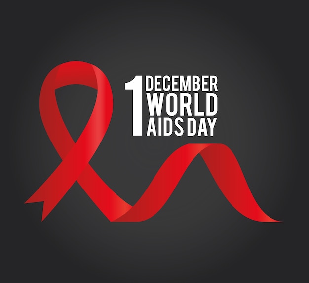 1 december wereld aids dag belettering met een rood lint illustratie