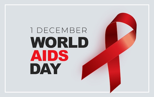 1 december wereld aidsdag concept met rood lint teken.
