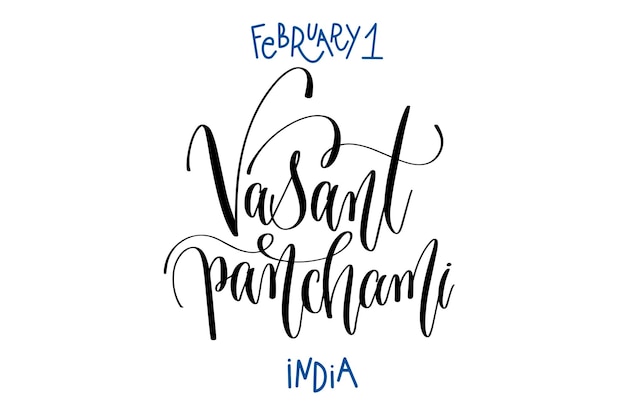 1 februari vasant panchami india hand belettering inscriptie tekst naar indiase vakantie kalligrafie