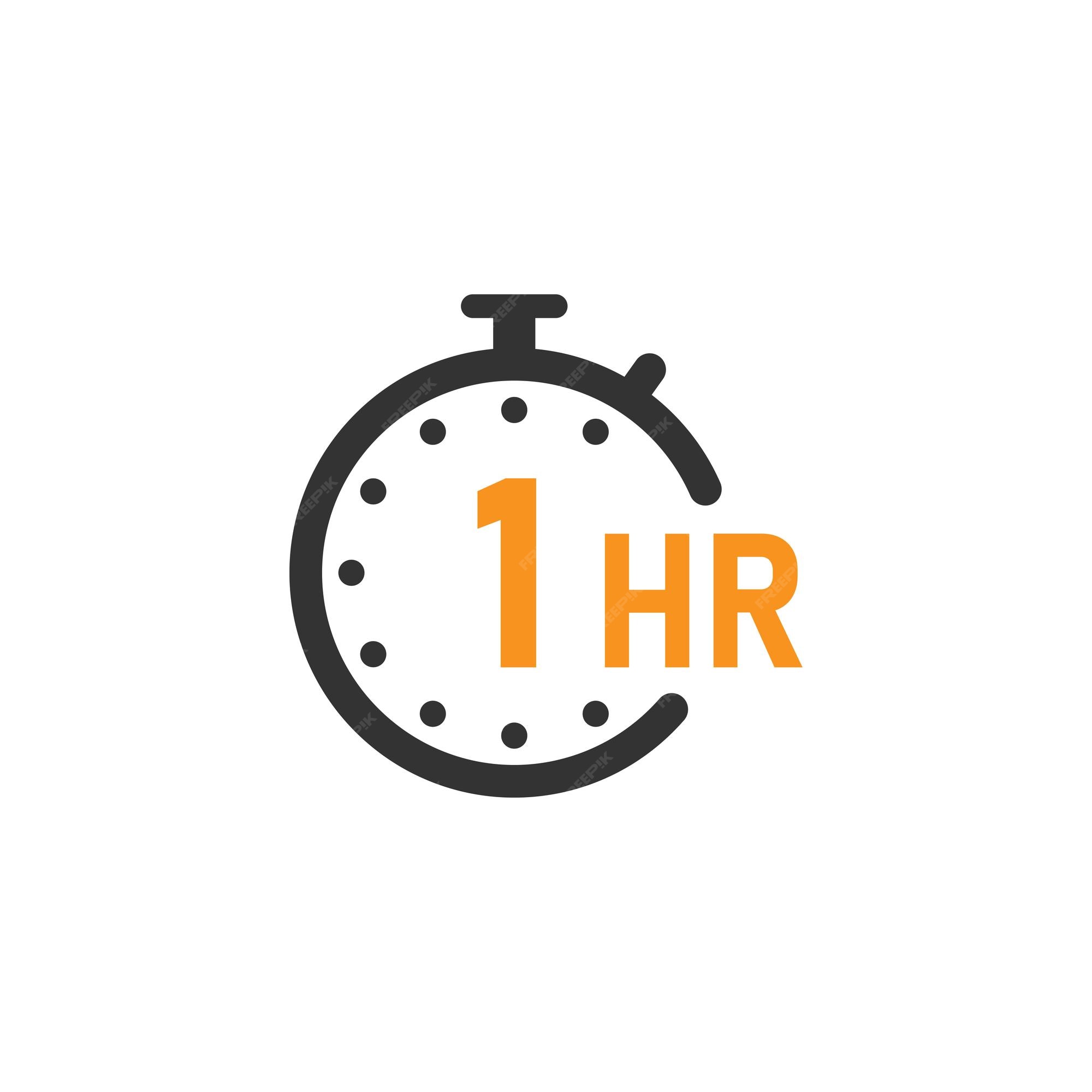 1 hour timer symbol black color style Royalty Free Vector