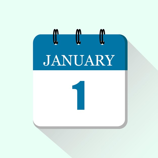 1 января плоская ежедневная икона календаря Векторный шаблон календаря для дней января