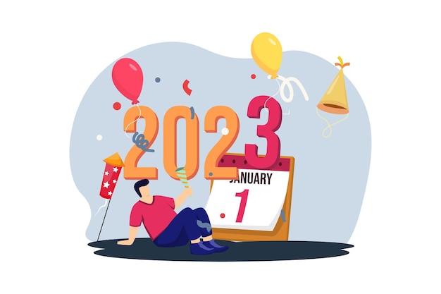 1 January New of Year Flat Design