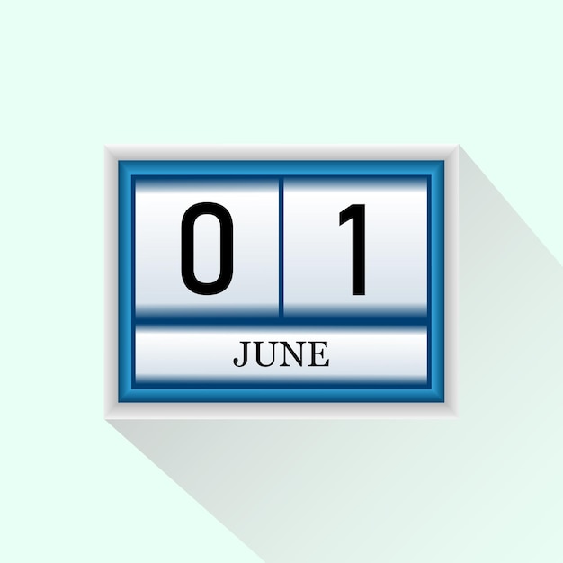 1 giugno iconica di calendario giornaliero piatto vettoriale data e mese