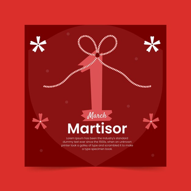 1 maart Happy Martisor Flat Illustration Social Media Template Design