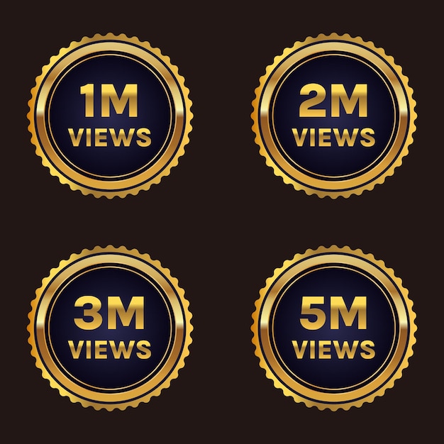 1 million views to 5 million plus views banner vector.1m plus views thank you