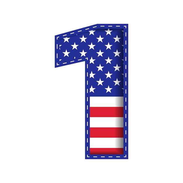 1 numero numerico carattere lettera usa independence memorial day stati uniti d'america flag font