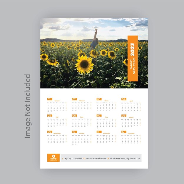 Vector 1 page wall calendar design template