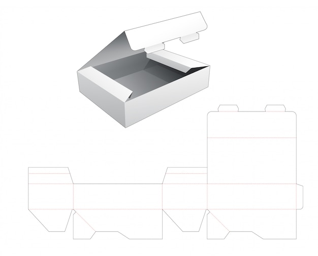 Vector 1 piece flip top packaging box die cut template