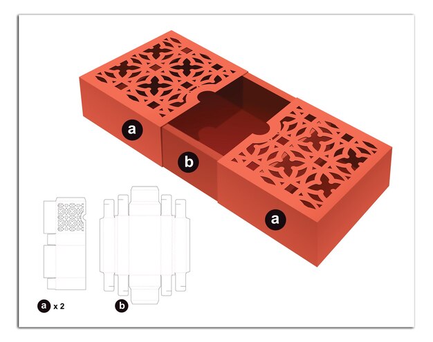 1 piece packaging box with rope hole die cut template design