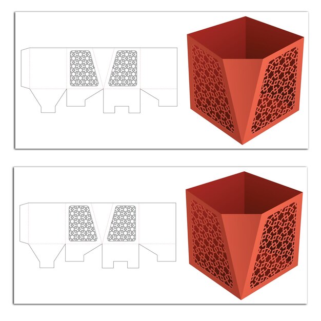 1 piece packaging box with rope hole die cut template design