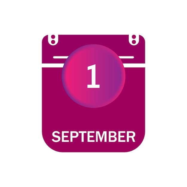 9 月 1 日、日付と 9 月のカレンダー アイコン
