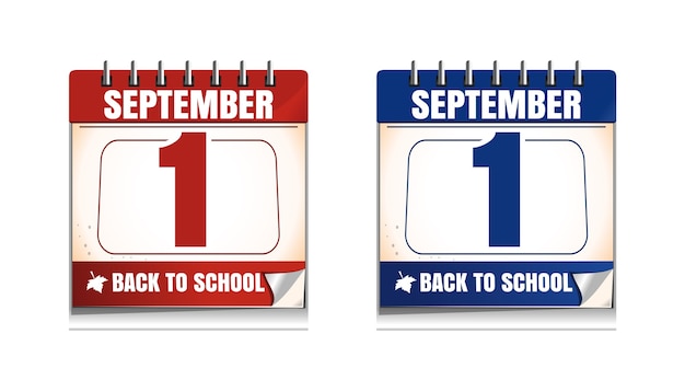 9月1日。壁掛けカレンダーセット。知識の日。学校に戻る。図
