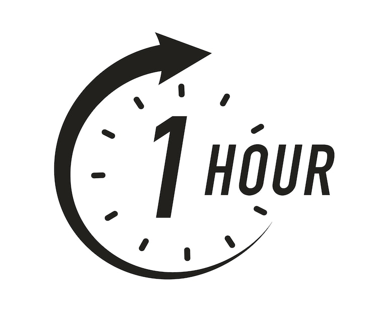 Vector 1 uur timer vector symbool zwarte kleurstijl