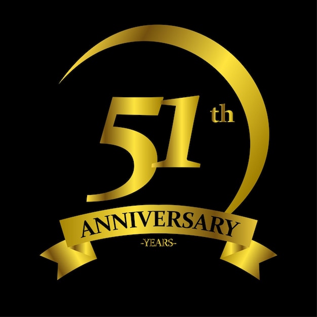 Вектор Празднование годовщины 1 года. юбилейный логотип с золотым кольцом на черном фоне