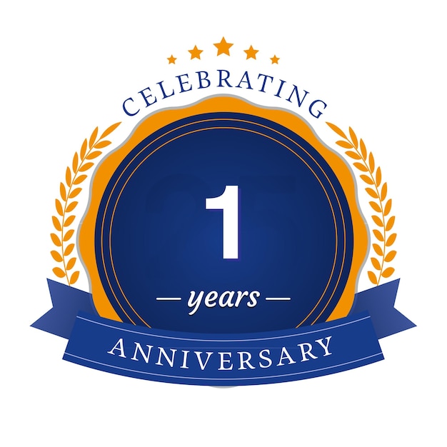 1 year anniversary celebration vector template illustration