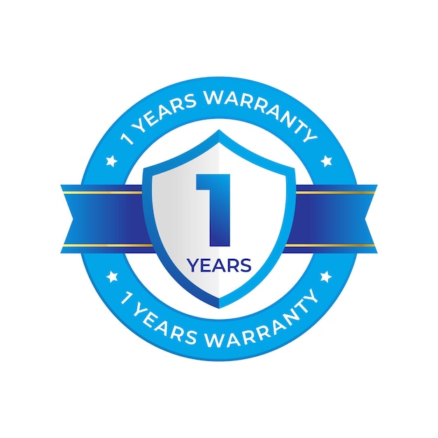 1 years warranty. label, sticker, seal, badge, icon, logo, sign. round minimalist vector warranty