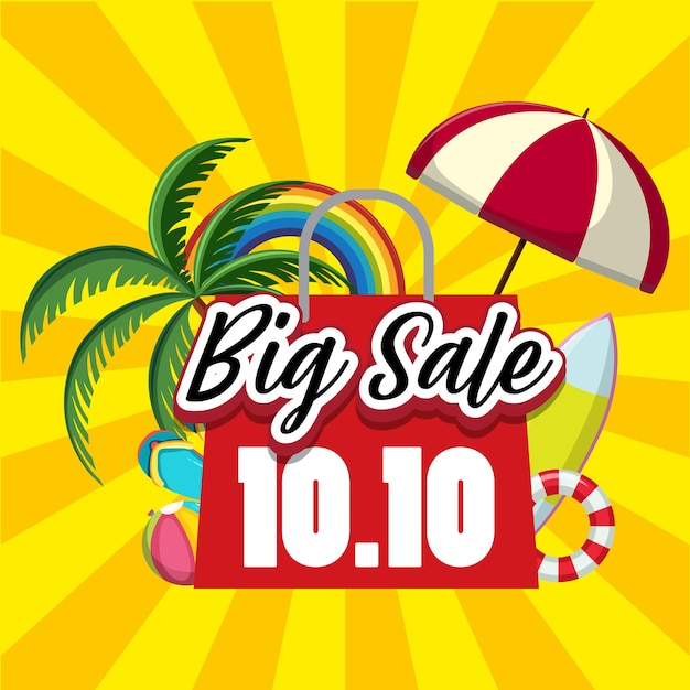 10.10 big sale promotion banner on yellow rays