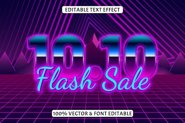 Vector 10.10 editable text effect retro neon style