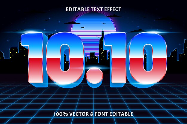 Вектор 10.10 редактируемый текстовый эффект в стиле ретро