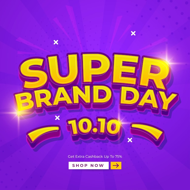 10 10 super brand day abstract achtergrondontwerp en bewerkbare tekst