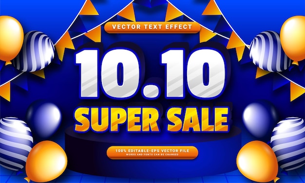 10.10 super sale 3D-teksteffect, bewerkbare tekststijl en geschikt voor promotieverkoop