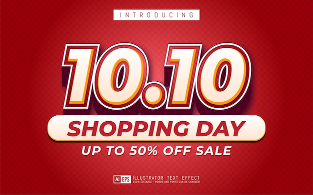 10.10 text effect, editable 3d text style suitable for online shopping day sale banner
