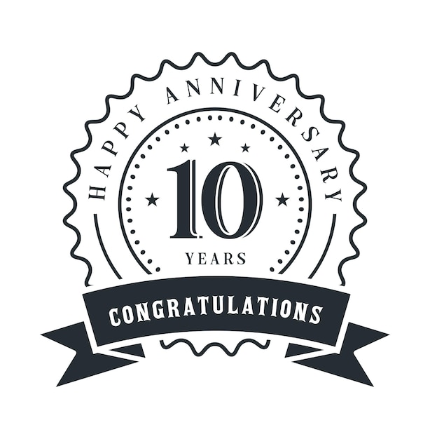 10. Элемент дизайна векторного шаблона логотипа к 10-летнему юбилею для приглашения на день рождения, свадьбы