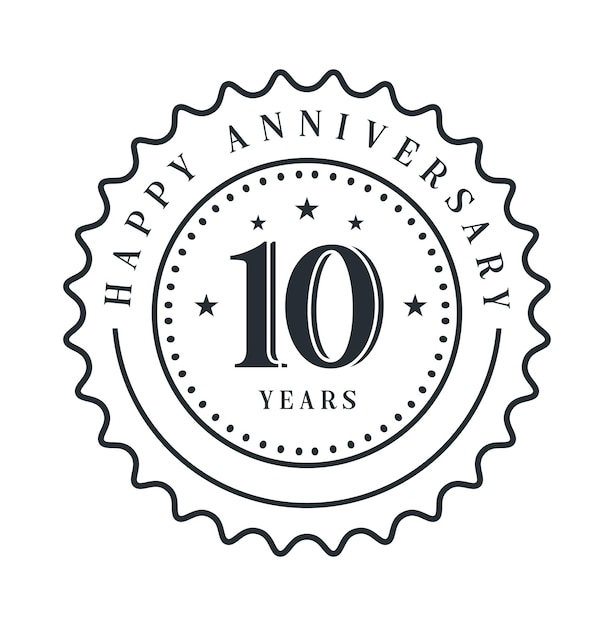 Vector 10 10th year anniversary logo vector template design element for birthday invitation wedding