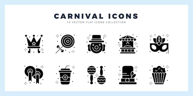 Vector 10 carnival glyph icon pack vector illustration