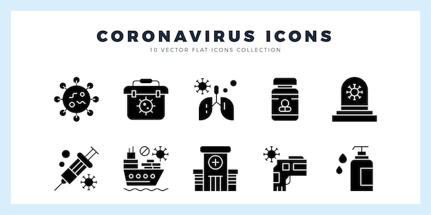 10 Coronavirus Glyph icon pack vector illustration