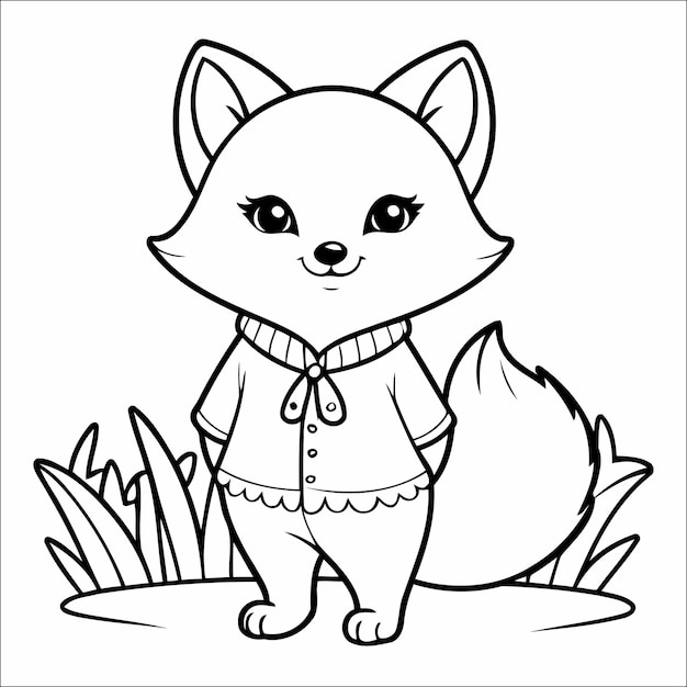 10 Cute Fox Kawaii Vector Coloring Page for Kids