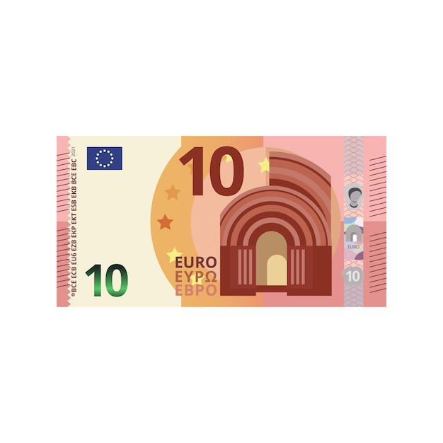 Vettore oggetto isolato dell'illustrazione di vettore del fumetto della banconota dei soldi da 10 euro
