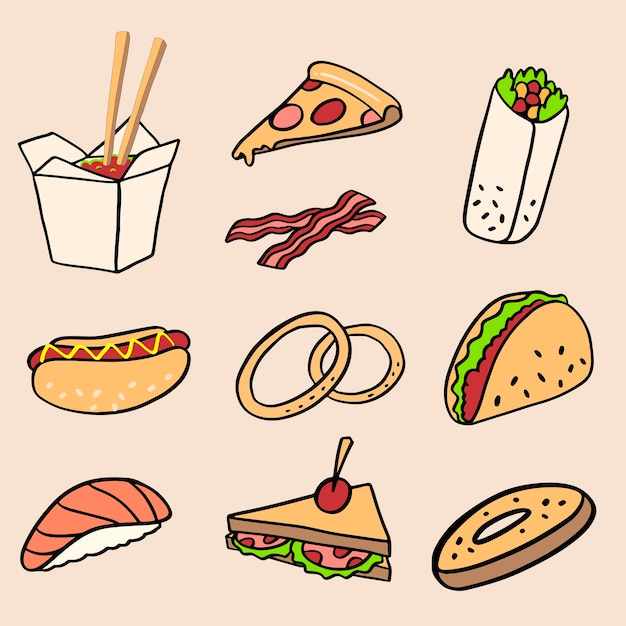 Vector 10 fast food illustration vector