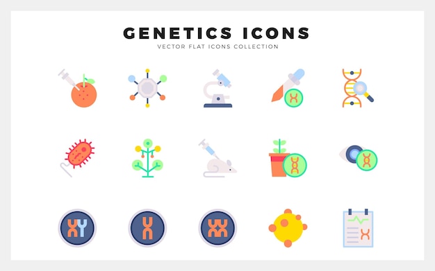 10 Genetics Flat icon pack vector illustration