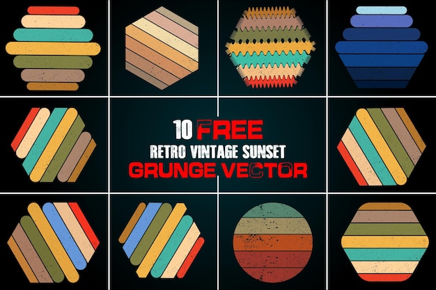 10 gratis Vector vintage retro achtergrond set collectie