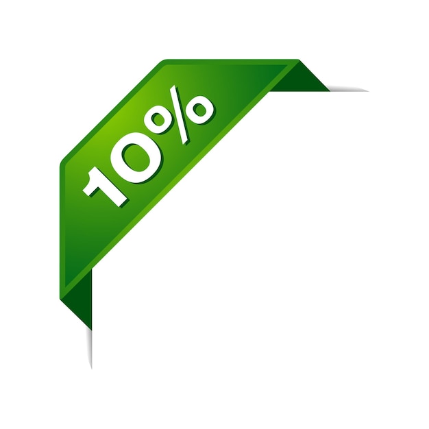 10 Зеленая угловая лента Скидка Баннер Векторный шаблон