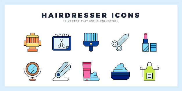 10 hairdresser lineal color icon pack vector illustration