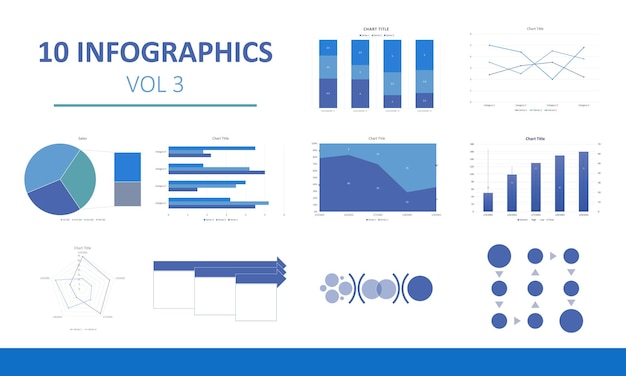 Vettore pacchetto di 10 elementi infografici