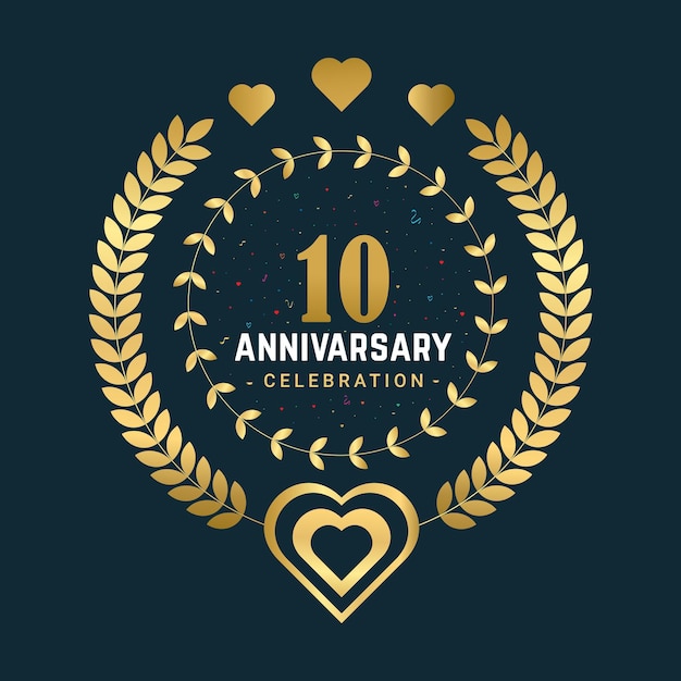 10 jaar trouwdag viering ontwerp illustratie vector sjabloon