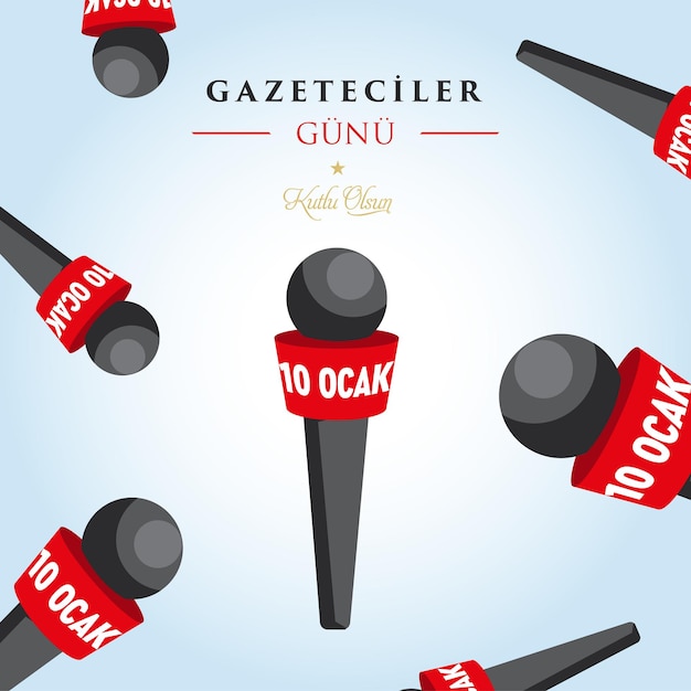 Vector 10 january working journalist day (turkish translation 10 ocak gazeteciler gunu)