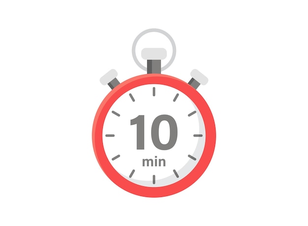 10 minutes on stopwatch icon in flat style clock face timer vector illustration on isolated background countdown sign business concept