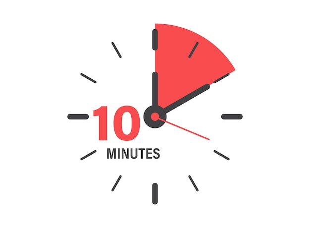 Vector 10 minutes on stopwatch icon in flat style clock face timer vector illustration on isolated background countdown sign business concept