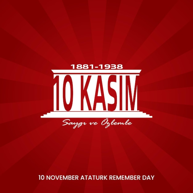 Vector 10 november ataturk memorial day in turkey