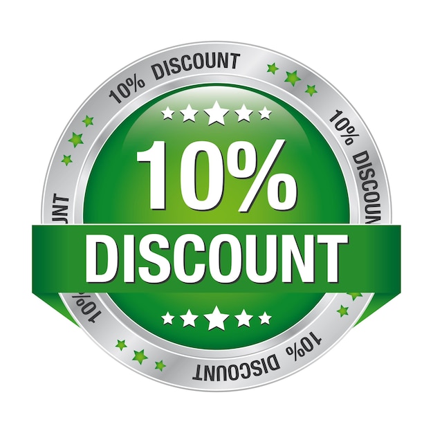 Vector 10 percent discount green button